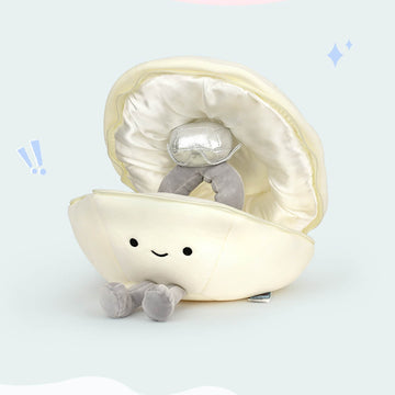 Cartoon Pearl Clam Stuffed Animal Plush Toy with Diamond Plushies